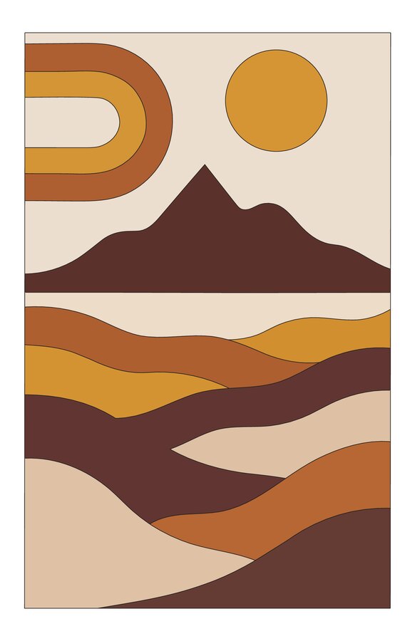 Amber Horizon retro sun art print