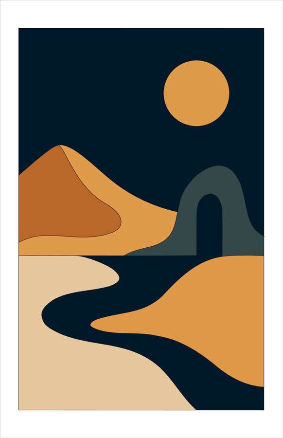 Golden Threshold desert night art print