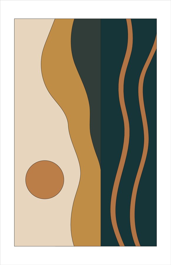 Solar Drift mid-century abstract sun print