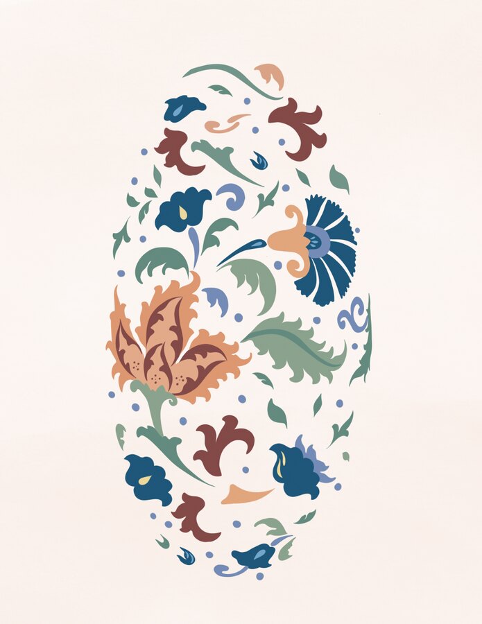 Spring in Blossom folk floral art print