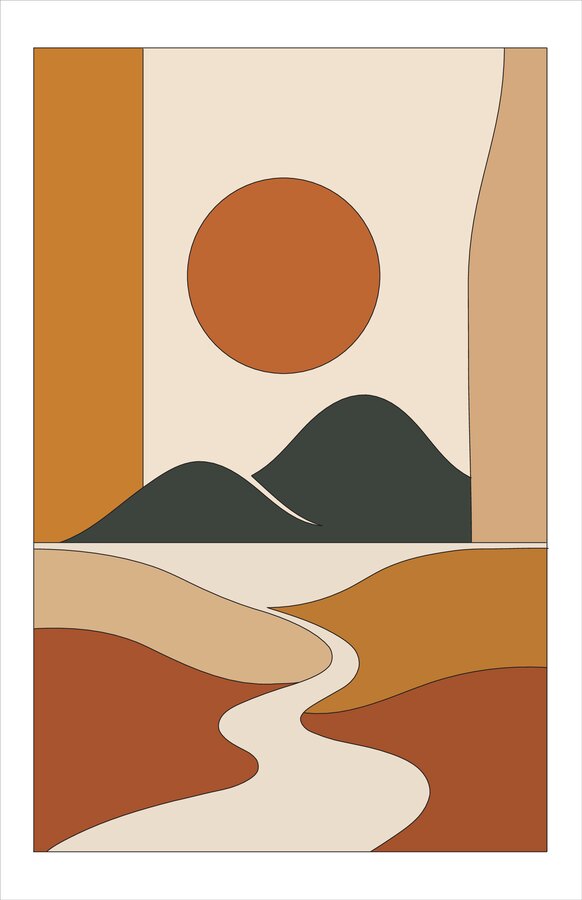 Where Rivers Run Free terracotta landscape print