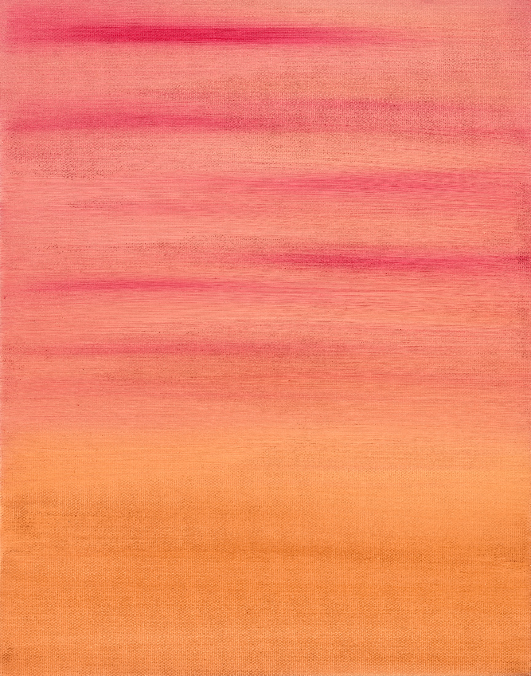 Oil painting by Gaia Lenzi: Horizontal coral, pink, and orange brushstrokes